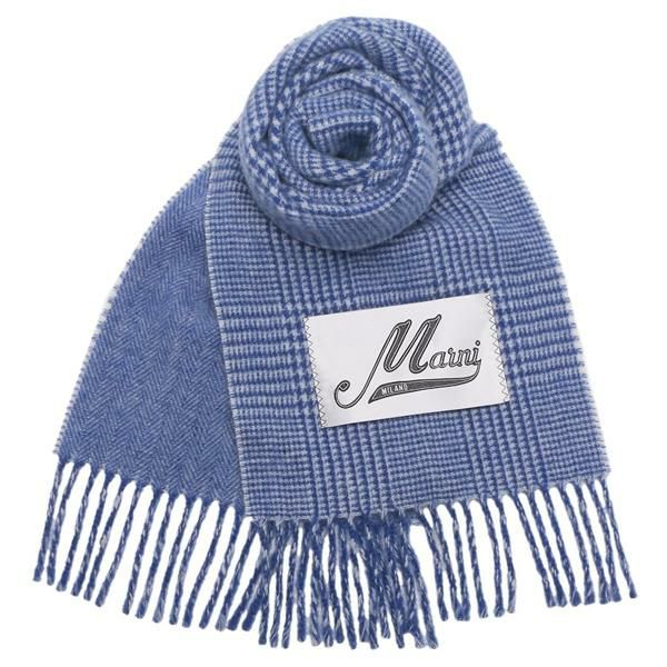 マルニ MARNI プリンス・オブ・ウェールズのブレザー マルニ マフラー プリンスオブウェールズチェック ブルー