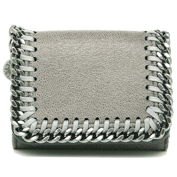 ステラマッカートニー 財布 STELLA McCARTNEY 521371 W9132 1220 MINI WALLET SHAGGY DEER FALABELLA ファラベラ ミニ財布 レディース 三つ折り財布 無地 LIGHT GREY 詳細画像