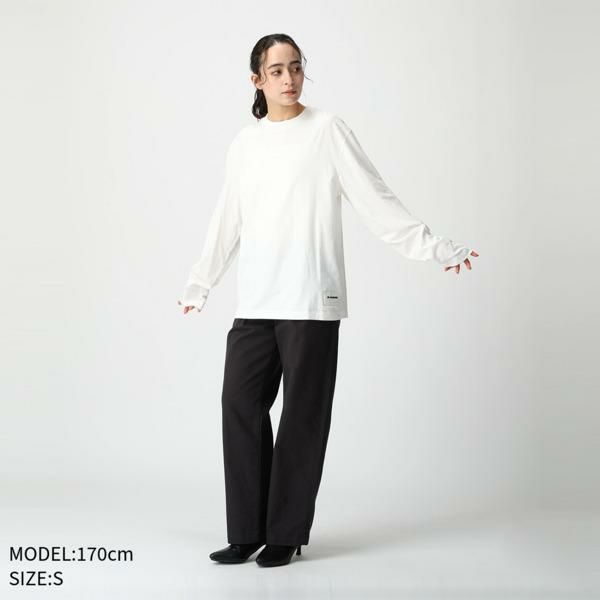 ジルサンダー Tシャツ カットソー オーガニックコットン ロングTシャツ ホワイト メンズ JIL SANDER J47GC0002 J45048 100 ジルサンダー Tシャツ カットソー オーガニックコットン ロングTシャツ
