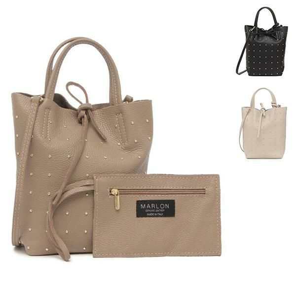 マーロン ハンドバッグ ショルダーバッグ レディース MARLON BS0583 SHOPPER MINI TOTAL STUDS SILVER 2WAY スタッズ (2)PANNA(D37) ホワイト マーロン ハンドバッグ ショルダーバッグ レディース MARLON BS0583 SHOPPER MINI TOTAL STUDS SILVER 2WAY スタッズ (2)PANNA(D37) ホワイト