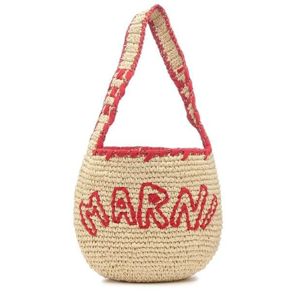 関税込み◎【MARNI】Nassa ラフィアスモールホーボーバッグ ナチュラルラフィア ブルー Nassa ミディアムホーボーバッグ | Marni