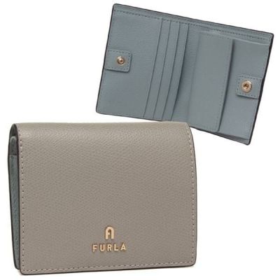 フルラ 二つ折り財布 カメリア ブルー ベージュ レディース