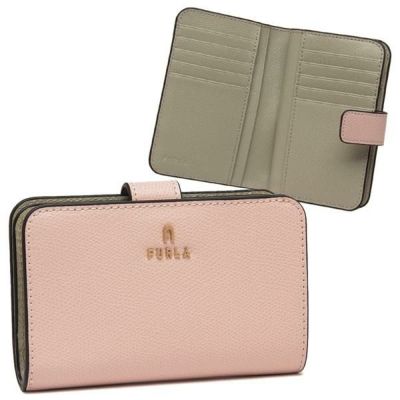 FURLA サコッシュ 二つ折り ベージュ ミラー付　超美品 フルラ FURLA 二つ折り財布 ヌヴォラ ブルー ベージュ