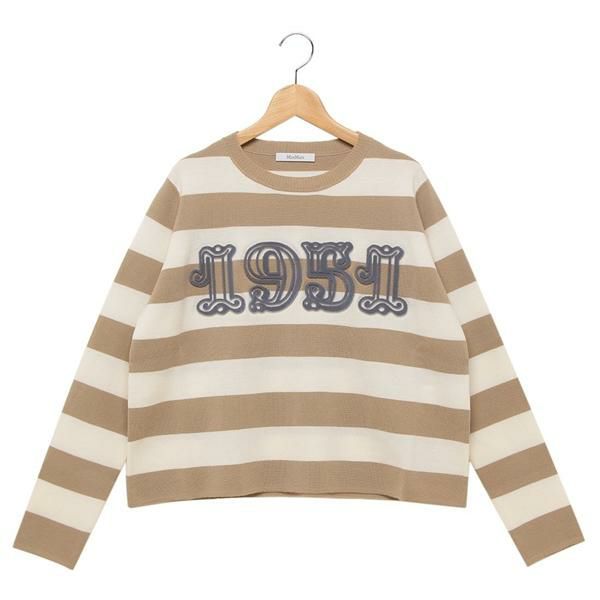 マックスマーラ ニット セーター ボーダー ベージュ ホワイト レディース Max Mara VITERBO 008 2521366091600 2025秋冬新作 S マックスマーラ ニット セーター ボーダー ベージュ ホワイト レディース Max Mara VITERBO 008 2521366091600 2025秋冬新作 S
