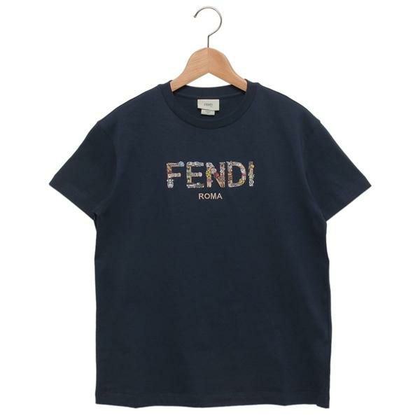 フェンディ Tシャツ カットソー ガールズ レディース ネイビー