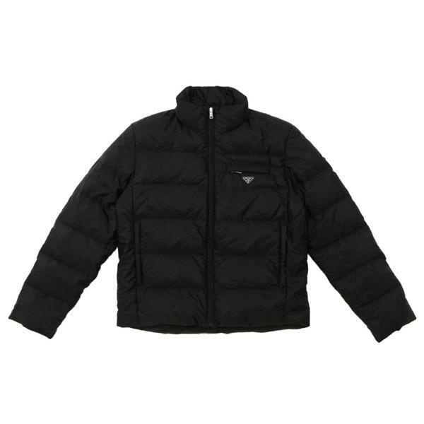 PRADA プラダ 三角トライアングル ダウンジャケット 46 ユニセックス黒 プラダ ダウンジャケット コート リナイロン トライアングルロゴ