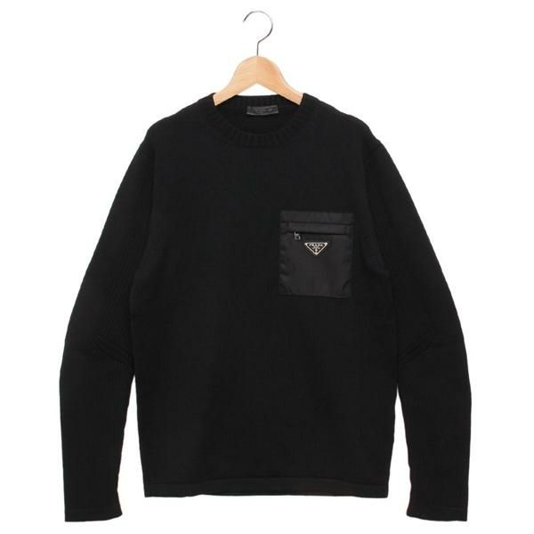 プラダ ニット セーター トライアングルロゴ ブラック メンズ PRADA UMB049 1W4X F0002 S202 2025秋冬新作 50 プラダ ニット セーター トライアングルロゴ ブラック メンズ PRADA UMB049 1W4X F0002 S202 2025秋冬新作 50