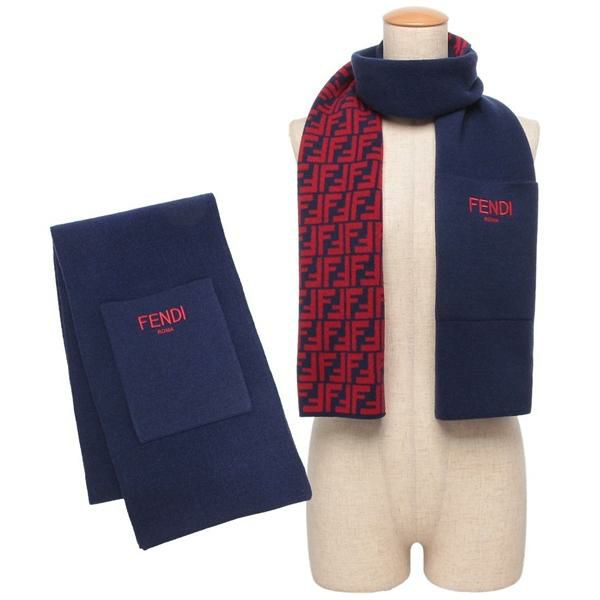 フェンディ マフラー FF柄 リバーシブル ポケット付き ブルー キッズ FENDI JUQ020 AO29 F08B9 2025秋冬新作 ワンポイント フェンディ マフラー FF柄 リバーシブル ポケット付き ブルー キッズ FENDI JUQ020 AO29 F08B9 2025秋冬新作 ワンポイント