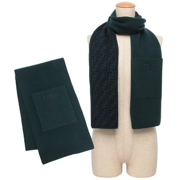 フェンディ マフラー FF柄 リバーシブル ポケット付き グリーン キッズ FENDI JUQ020 AO29 F0L5W 2025秋冬新作 ワンポイント フェンディ マフラー FF柄 リバーシブル ポケット付き グリーン キッズ FENDI JUQ020 AO29 F0L5W 2025秋冬新作 ワンポイント