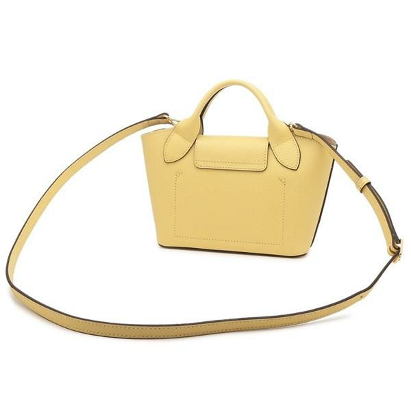 【美品】ロンシャン レザーチャーム イエロー Le Pliage Original キーリング イエローチック - レザー