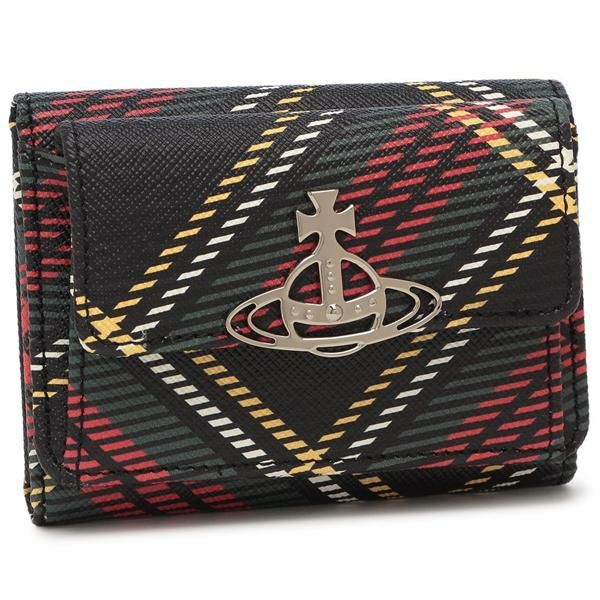 ヴィヴィアンウエストウッド 三つ折り財布 チェック柄 レッド マルチ