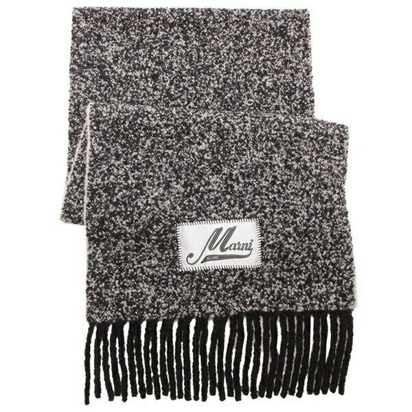 マルニ マフラー ブークレ織り フリンジ ロゴ メンズ レディース ユニ