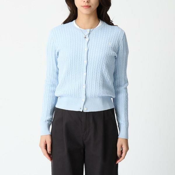 未使用 ポロベア ポロ ラルフローレン ブルニットカーディガン ライトブルー POLO RALPH LAUREN（ポロ・ラルフローレン） 大人OKサイズ CABLE-KNIT