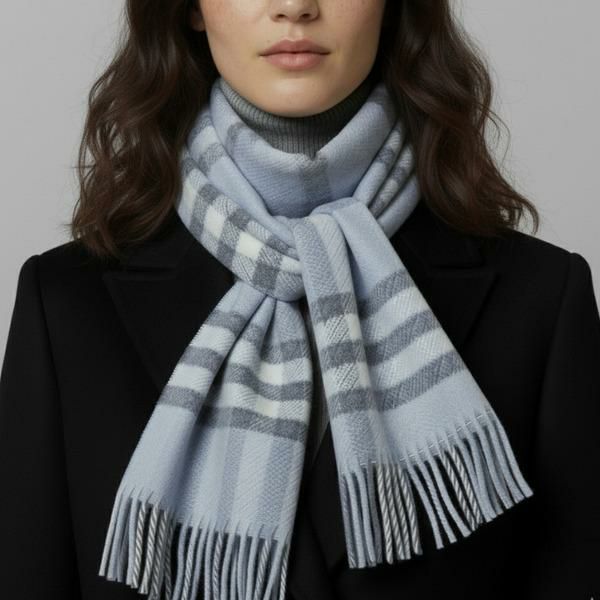 【未使用】バーバリー マフラー カシミヤ 100% メガ チェック 黒 BURBERRY（バーバリー） マフラー GIANT CHK CS チェック カシミア