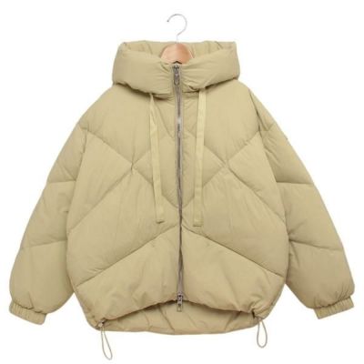 デュノ ダウンジャケット コート キルトダウン フード付き ベージュ
