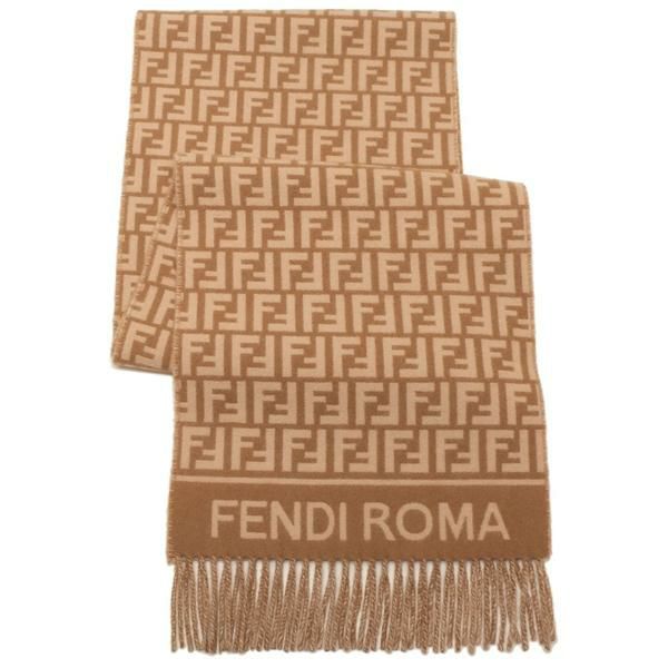 フェンディ マフラー フリンジ FFロゴ ベージュ レディース FENDI