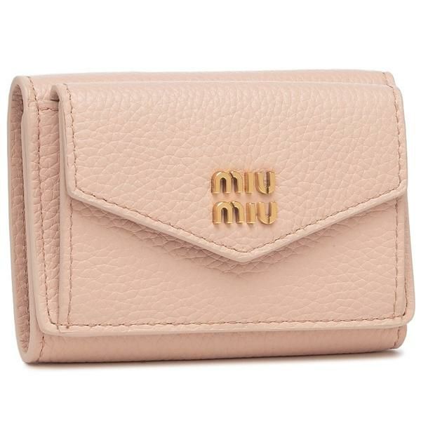 ミュウミュウ 三つ折り財布 ヴィッテロダイノレザー ミニ財布 レディース MIU MIU 5MH021 ADT7 VITELLO DAINO メタルロゴ ミュウミュウ 三つ折り財布 ヴィッテロダイノレザー ミニ財布
