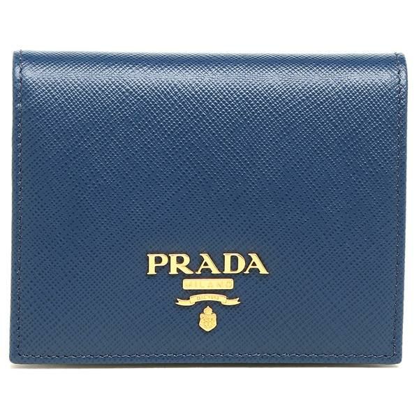 プラダ 財布 PRADA 1MV204 QWA F0016 SAFFIANO レディース 二つ折り財布 無地 BLUETTE 青 詳細画像