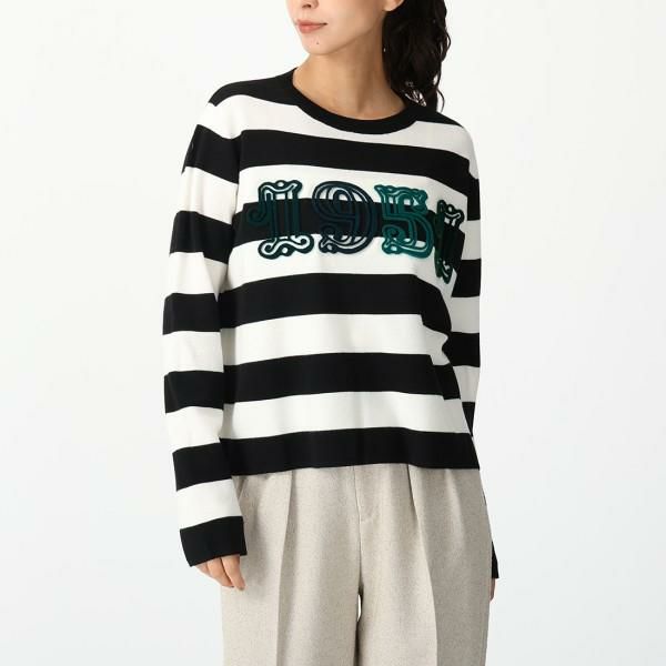 ★未使用級　マックスマーラ　セーター　ゆったり❤︎花柄♡ボーダー♡チェック❤︎艶　L ☆未使用級 マックスマーラ セーター ゆったり❤︎花柄♡ボーダー