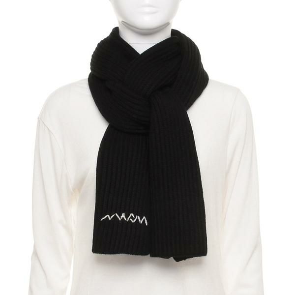 マルニ マフラー ロゴ刺繍入り レディース 大人も可 ブラック キッズ