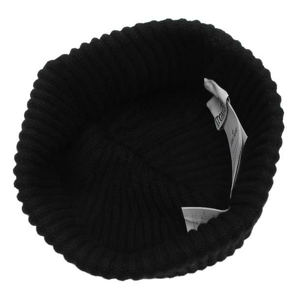 ストーンアイランド ニット帽 ビーニー リブ編み ロゴパッチ ブラック