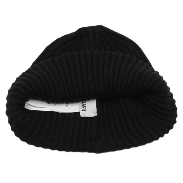 ストーンアイランド ニット帽 ビーニー リブ編み ロゴパッチ ブラック