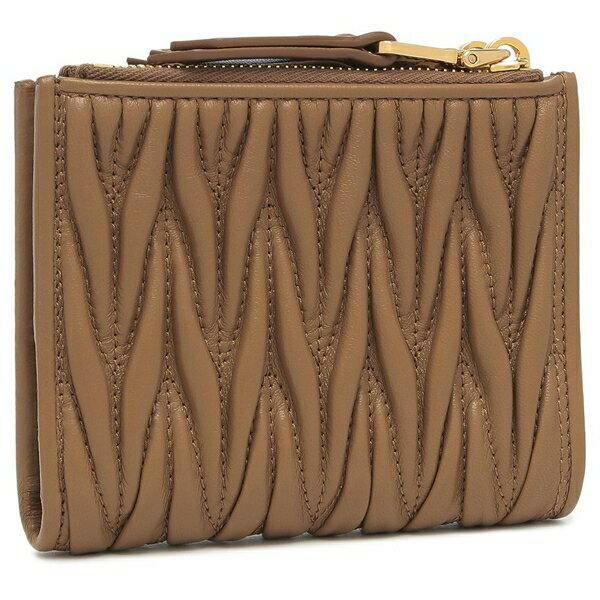 miumiu 二つ折り 財布 ブラウン ウォレット miu miu（ミュウミュウ） 二つ折り財布 MATELASSE マテラッセ 5ML024