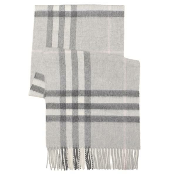 バーバリー マフラー カシミア フリンジ チェック グレー メンズ