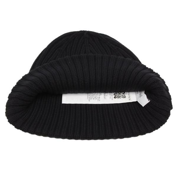メゾンキツネ ニット帽 ビーニー フォックスヘッド ブラック メンズ