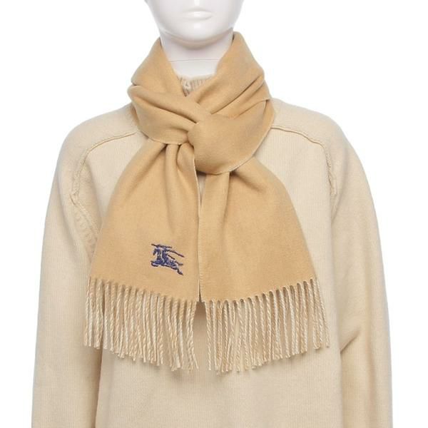 バーバリー マフラー フリンジ リバーシブル グレー ネイビー メンズ