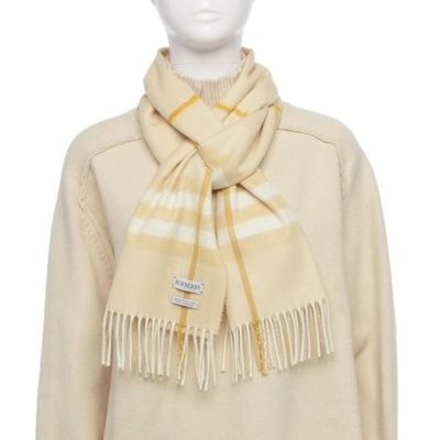バーバリー マフラー バーバリーチェック フリンジ グリーン メンズ