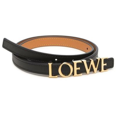 【美品】LOEWE ロエベ ベルト ゴールド バックル ブラック ロエベ ベルト ロゴバックル ナローベルト ブラック ゴールド