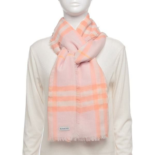 バーバリー ストール ワイドチェック ピンク レディース BURBERRY