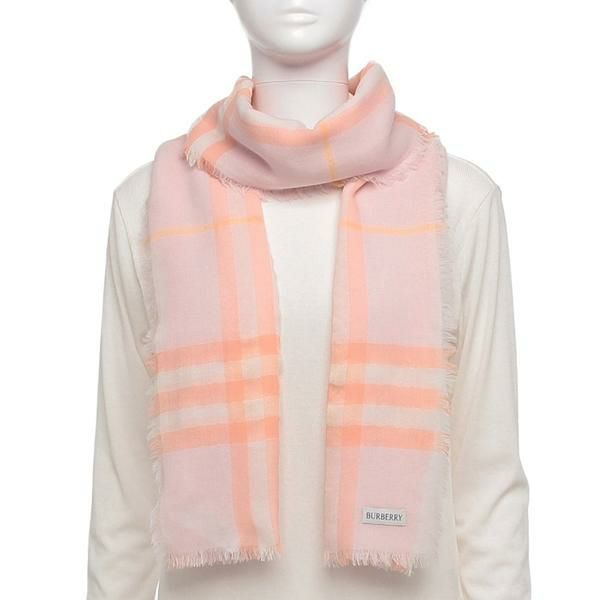 バーバリー ストール ワイドチェック ピンク レディース BURBERRY