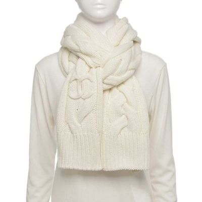 シャネル マフラー ストール カシミヤ CCマーク ココマーク ホワイト