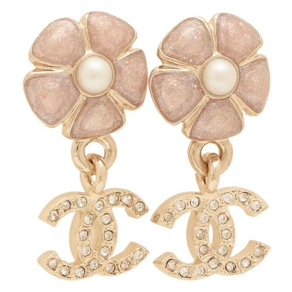 シャネル ピアス フラワーモチーフ 花 CCマーク ココマーク ピンク