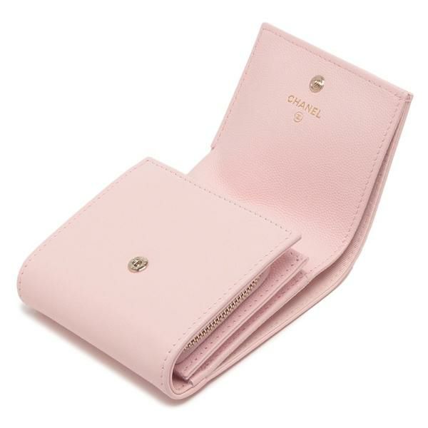シャネル 二つ折り財布 ミニ財布 CCマーク ココマーク ピンク