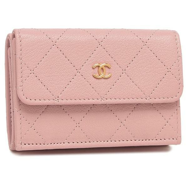 シャネル 三つ折り財布 マトラッセ キルティング ミニ財布 CCマーク
