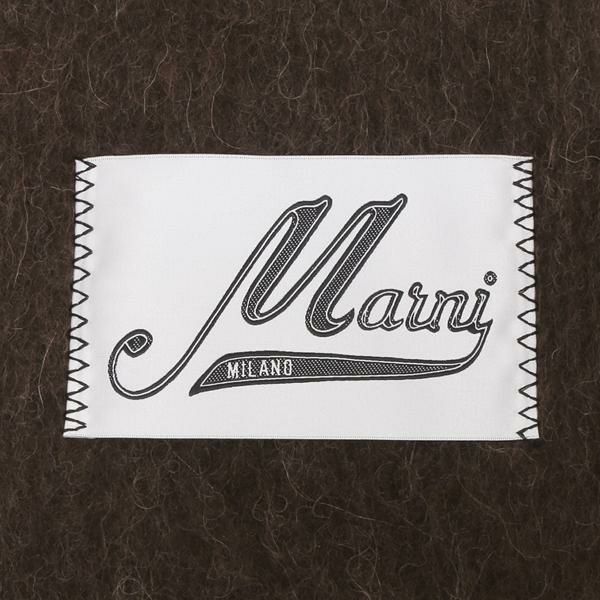 マルニ マフラー ロゴラベル フリンジ 大判 ストール ブラウン