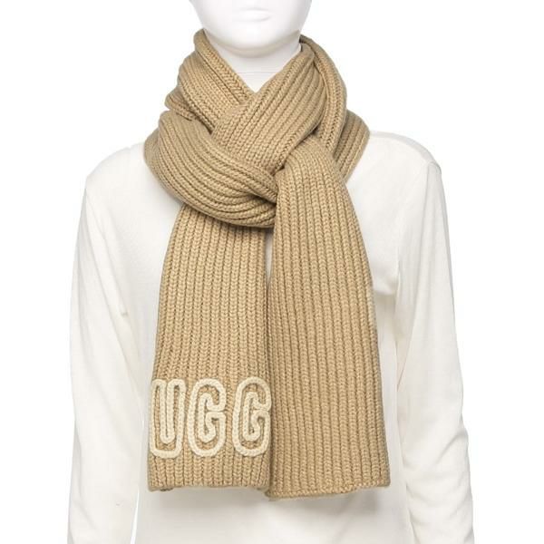 UGG 新品未使用品　美品　ニットマフラー ベージュ　即購入OK レディース 楽天市場】UGG アグ ニットマフラー U CHUNKY RIB KNIT SCARF チャン