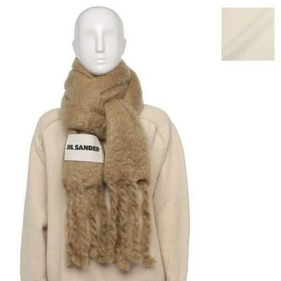 ジルサンダー マフラー ワイド フリンジ モヘア ウール レディース