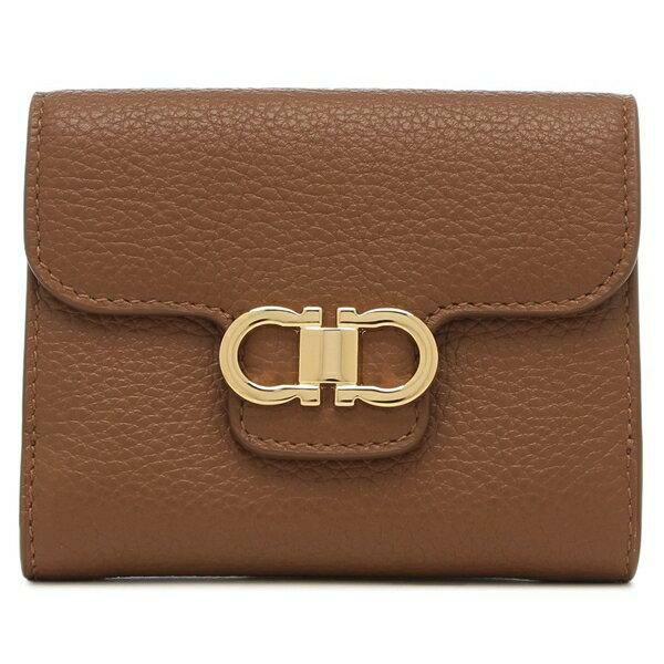 訳ありアウトレット】フェラガモ 二つ折り財布 ガンチーニ ブラウン