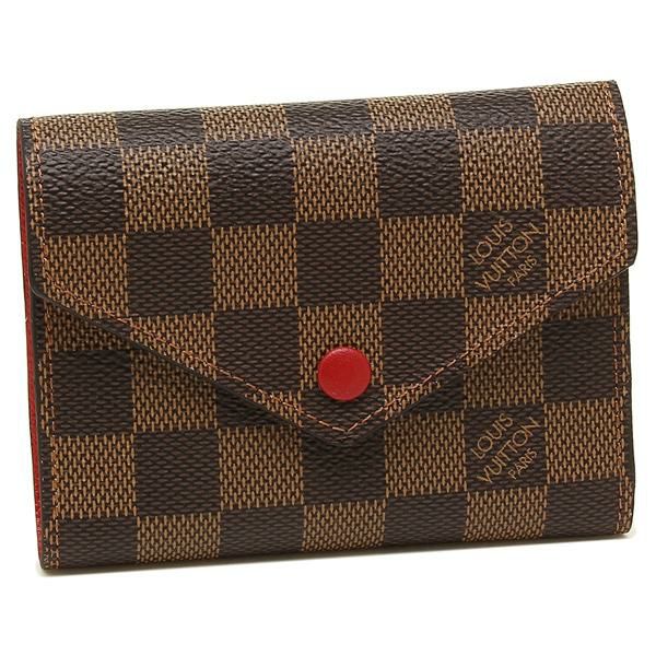 ルイヴィトン 財布 LOUIS VUITTON N41659 ダミエエベヌ ポルトフォイユ・ヴィクトリーヌ レディース 三つ折り財布 ルージュ 茶色