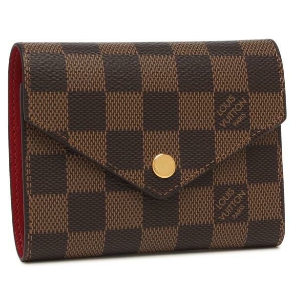 ルイヴィトン 財布 LOUIS VUITTON N41659 ダミエエベヌ ポルトフォイユ・ヴィクトリーヌ レディース 三つ折り財布 ルージュ 茶色