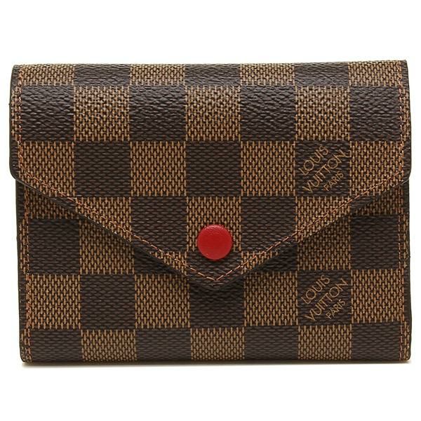 ルイヴィトン 財布 LOUIS VUITTON N41659 ダミエエベヌ ポルトフォイユ・ヴィクトリーヌ レディース 三つ折り財布 ルージュ 茶色 詳細画像