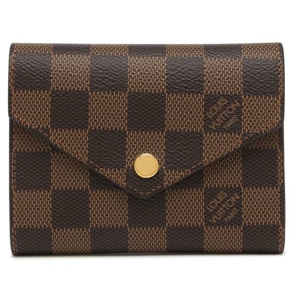 ルイヴィトン 財布 LOUIS VUITTON N41659 ダミエエベヌ ポルトフォイユ・ヴィクトリーヌ レディース 三つ折り財布 ルージュ 茶色 詳細画像