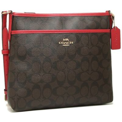 コーチ バッグ COACH F29210 IML72 ファイル クロスボディ シグネチャー キャンバス レディース ショルダーバッグ ブラウン/トゥルーレッド 茶色