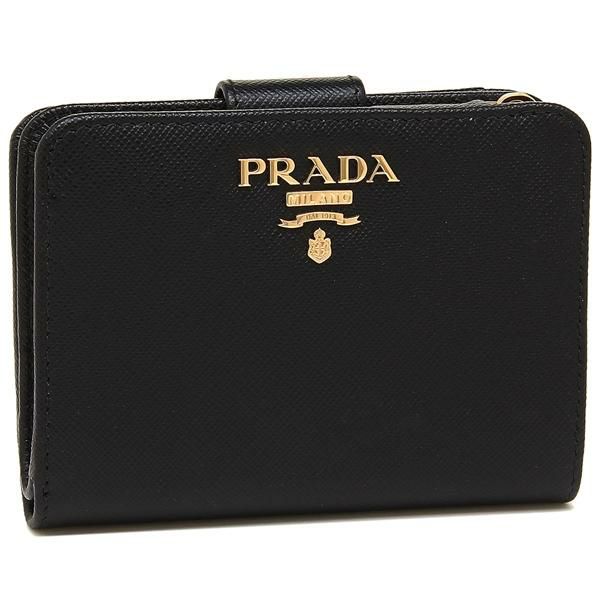 プラダ 二つ折り財布 サフィアーノ ブラック レディース PRADA 1ML018 QWA F0002