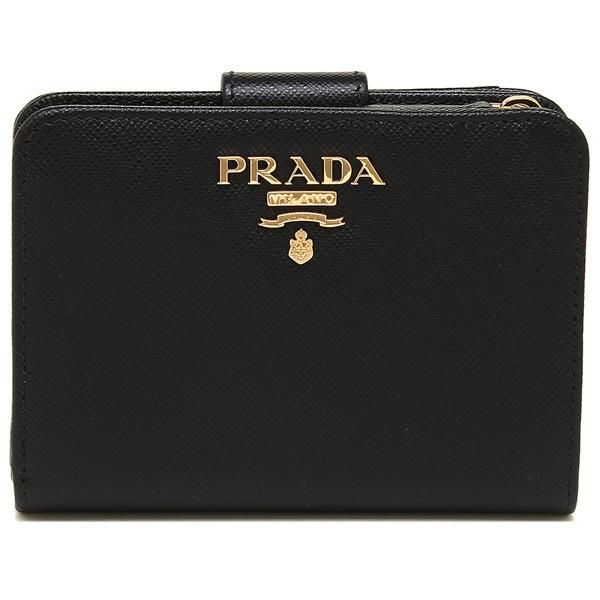 プラダ 二つ折り財布 サフィアーノ ブラック レディース PRADA 1ML018 