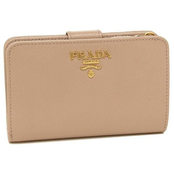 プラダ 財布 PRADA 1ML225 QWA F0236 SAFFIANO METAL ORO レディース 二つ折り財布 無地 CIPRIA ベージュ